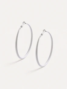 TuEzra Retro Fashionable Spray-Painted White Hoop Earrings, Versatile Jewelry Design Gift For Women - White - View 1