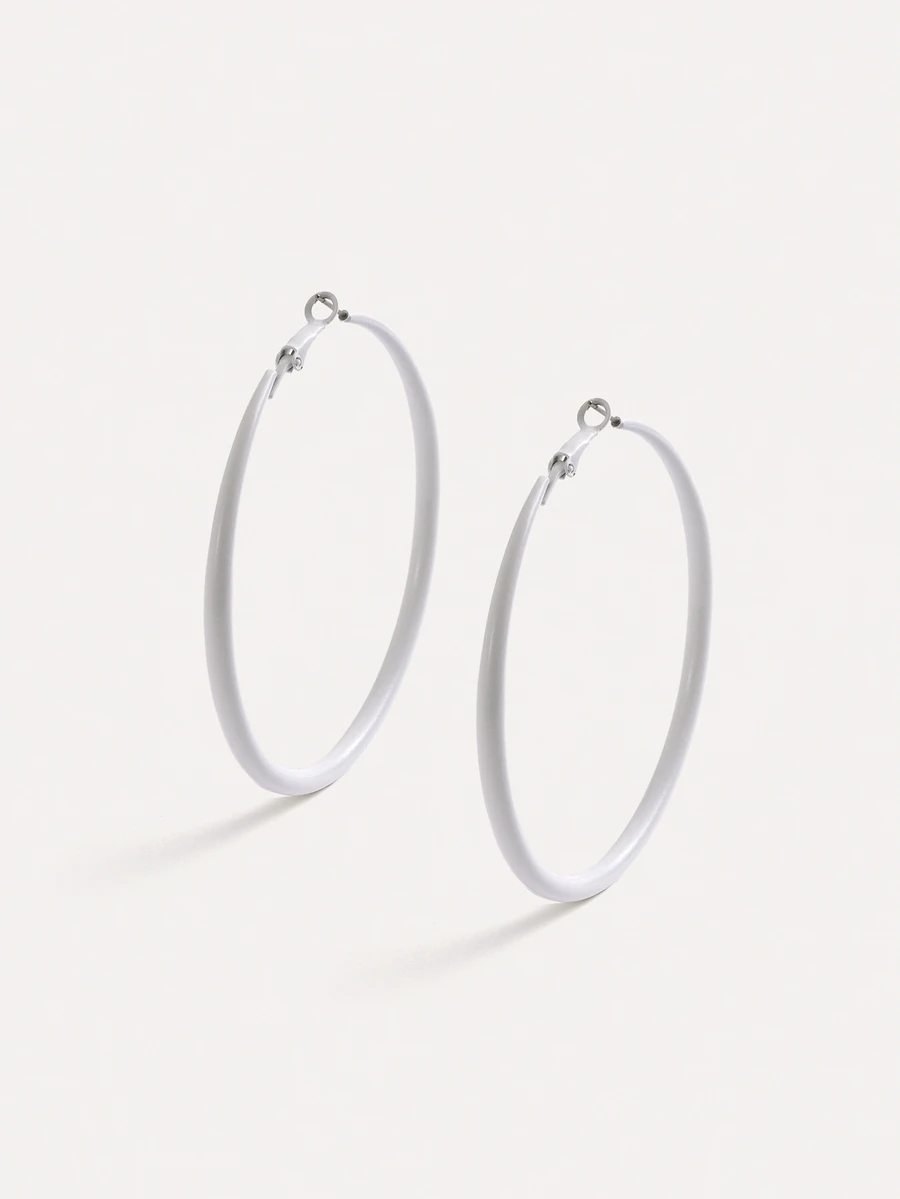 TuEzra Retro Fashionable Spray-Painted White Hoop Earrings, Versatile Jewelry Design Gift For Women - White - View 1