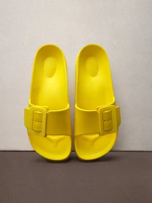 Hatastic European And American Style Buckle EVA Thick Sole Slippers, Double Buckle Lightweight Non-Slip Beach Sandals For Women Halloween - Yellow - View 2