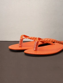 Hatastic Women's Summer Open Toe Flat Sandals, Woven Strap Flip Flops, Lightweight Casual Slippers Back To School - Orange - View 5