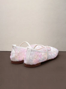 Hatastic Mocasines planos de mujer talla grande para otoño 2025, punta cuadrada, patchwork de encaje con rosa, transpirables, calados, para exterior, casual y fiesta, versátiles, bailarinas tipo Mary Janes, Halloween - Color degradado - Ver 3