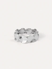 TuEzra Set Gelang Perak Logam Lebar Desain Geometris Mewah Bergaya Vintage Isi 6 Buah, Cocok untuk Pemakaian Sehari-hari dan Hadiah - Perak 5 - View 5
