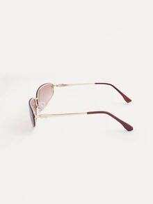 TuEzra 1 pieza Gafas de moda con letra de chica sexy estilo Y2K, gafas de moda ultra delgadas envolventes, accesorios de playa, para mujer, estilo campus de vuelta a la escuela, decoración envolvente para el brazo - Marrón - Ver 4