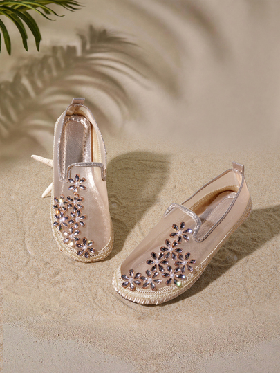 Tropiscape Breathable Mesh Slip-On Shoes For Women, Floral Decor, Lightweight Soft Sole Loafers, New 2024 Spring And Summer Collection