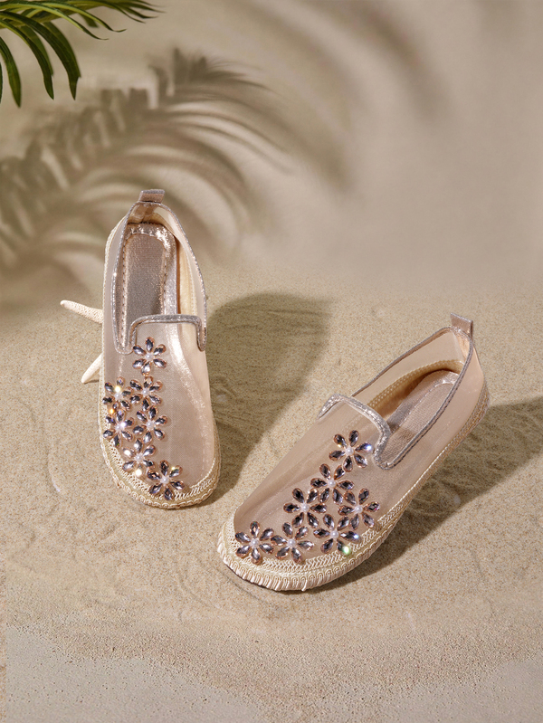 Tropiscape Breathable Mesh Slip-On Shoes For Women, Floral Decor, Lightweight Soft Sole Loafers, New 2024 Spring And Summer Collection