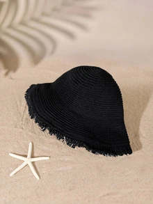 Tropiscape 1顶女士草帽，大帽檐遮阳帽，适合海滩、旅行、度假，防紫外线，春夏款 - 黑色 - 查看 2