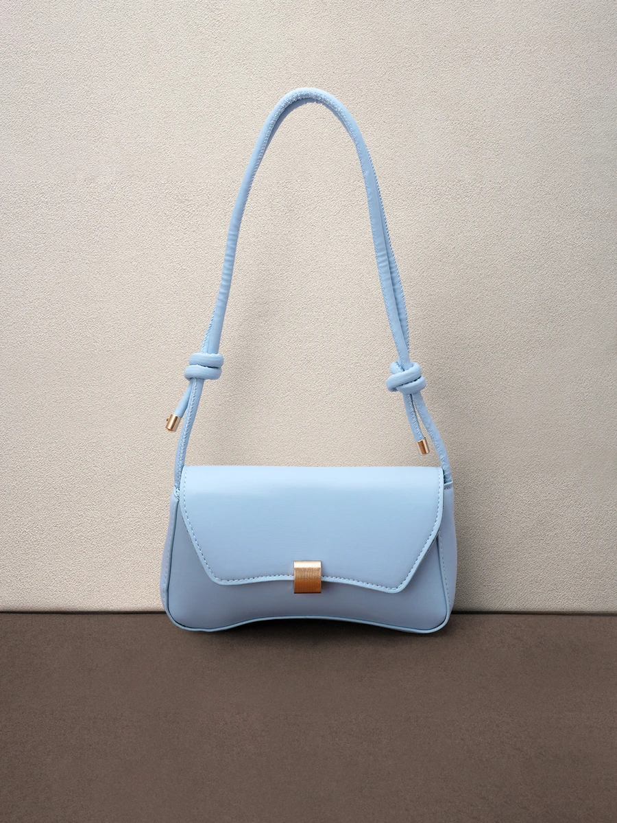 Hatastic Fashionable Solid Color Vintage Simple Armpit Women's Shoulder Bag, Old Money Halloween - Blue - View 1