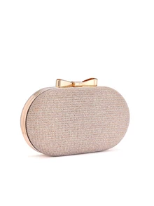 Rylithe Fashionable Mini Glamorous Metal Chain Shiny/Sequin Portable Gold Women's Evening Bag - Gold - View 4