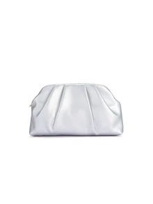 Rylithe Vintage Solid Color Zipper Clutch,  Suitable For Women, Applicable For Wedding, Party, Prom, Evening Events - Silver - View 3