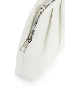 Rylithe Clutch vintage de cor sólida com zíper, bolsa de couro PU, adequada para mulheres, ideal para casamentos, festas e bailes. Bolsa branca. - Branco - Visão 7