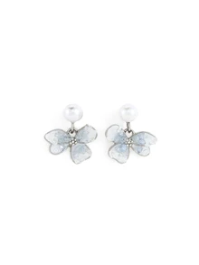 Rylithe 1 Pasang Anting-Anting Modis Berhiaskan Bunga Iris Mutiara Imitasi, Gaya Elegan yang Unik - Biru - View 5