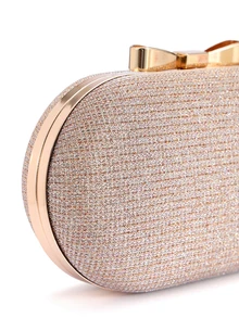 Rylithe Fashionable Mini Glamorous Metal Chain Shiny/Sequin Portable Gold Women's Evening Bag - Gold - View 7
