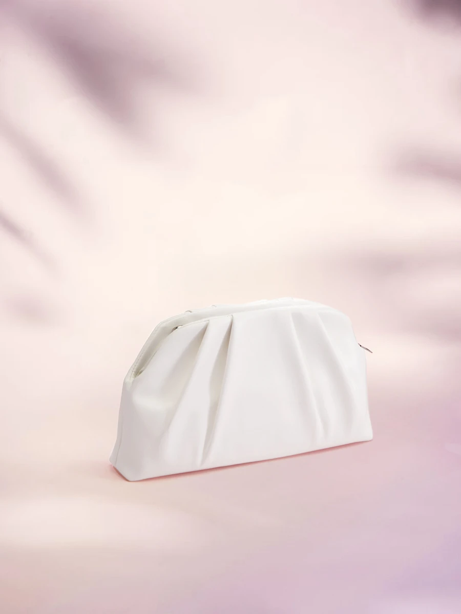 Rylithe Clutch vintage de cor sólida com zíper, bolsa de couro PU, adequada para mulheres, ideal para casamentos, festas e bailes. Bolsa branca. - Branco - Visão 1