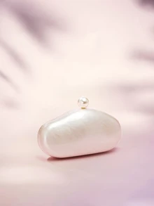 Rylithe ELLA GRACE - Clutch Akrilik Warna Solid Elegan, Dekorasi Mutiara Mewah untuk Wanita, Sempurna untuk Pernikahan, Pesta Koktail, Perjamuan - Putih - View 1