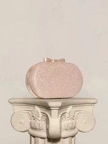 Rylithe Fashionable Mini Glamorous Metal Chain Shiny/Sequin Portable Gold Women's Evening Bag - Gold - View 2
