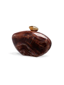 Rylithe 1pc Brown Marble-Look Box-Shaped Bag With Metal Chain Strap, Retro Elegant Women Evening Clutch Purse - Brown - View 4