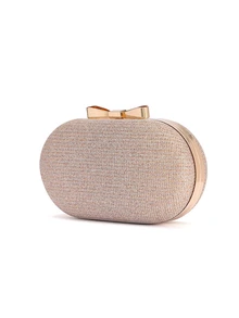 Rylithe Fashionable Mini Glamorous Metal Chain Shiny/Sequin Portable Gold Women's Evening Bag - Gold - View 5