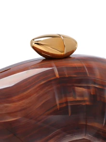 Rylithe 1pc Brown Marble-Look Box-Shaped Bag With Metal Chain Strap, Retro Elegant Women Evening Clutch Purse - Brown - View 6