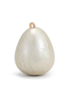 Rylithe White Wedding Bride High-End Faux Pearl Acrylic Marble Evening Bag, Elegant , Suitable For Party,  Elegant  Clutch - White - View 5