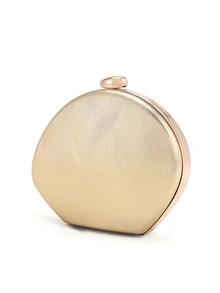 Rylithe Women's Minimalist Chic Gold PU Ripple Design Box-Shaped Evening Clutch, Suitable For Banquet, Wedding, Formal Party, - Gold - View 4