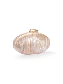 Rylithe Champagne Shell Shaped Acrylic Clutch Bag,  Suitable For Women's Weddings, Parties, - Champagne - View 5