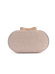 Rylithe Fashionable Mini Glamorous Metal Chain Shiny/Sequin Portable Gold Women's Evening Bag - Gold - View 3