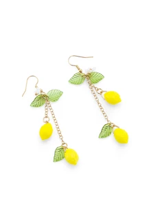 Rylithe 2pcs Resin Lemon Raspberry Earrings Light Weight Fruit Food Earrings Can Love Kawaii Earrings Pastoral Earrings7 - Multicolor - View 5