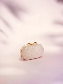 Rylithe Fashionable Mini Glamorous Metal Chain Shiny/Sequin Portable Gold Women's Evening Bag - Gold - View 1