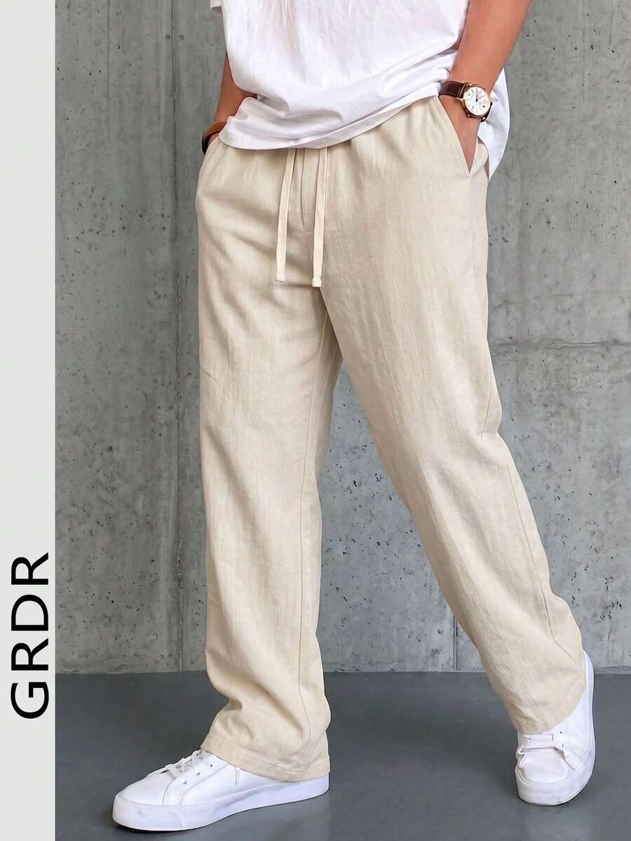 Quần dài nam GRDR vải lanh mùa hè phong cách thường ngày - Màu be - Xem 1
