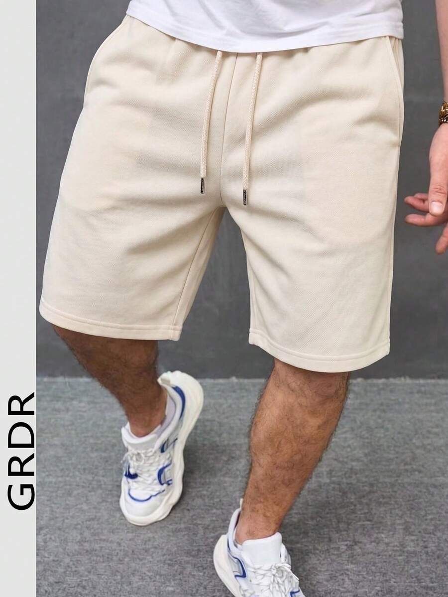 GRDR Men's Summer Minimalist Drawstring Shorts Casual 5-Point Pants - Apricot - View 1