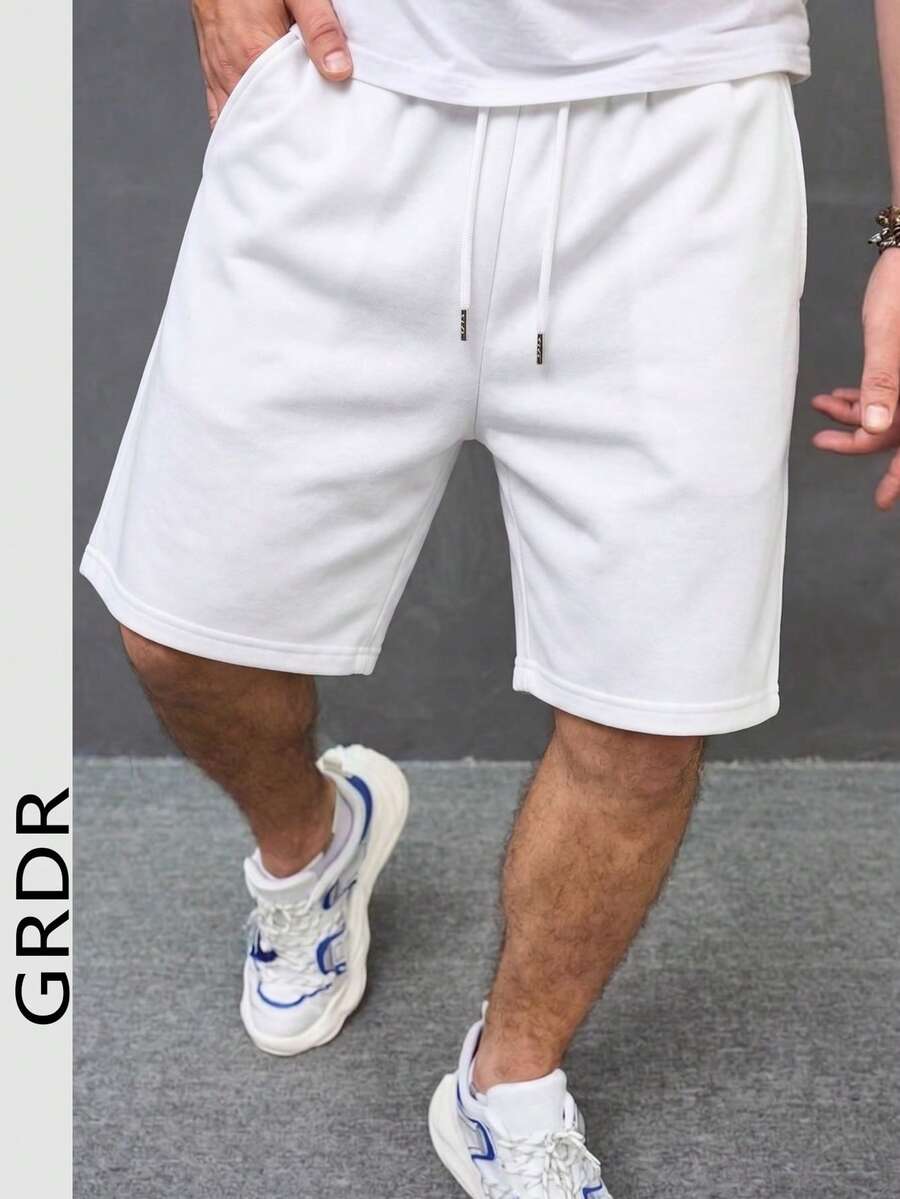 GRDR Men's Summer Minimalist Drawstring Shorts Casual 5-Point Pants - White - View 1