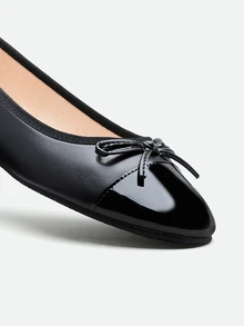 CHICVUE Bow Tie Patchwork Flat Shoes, Spring, Summer And Autumn, Round Toe, Soft And Comfortable, Low Heel, Low-Cut Women's Shoes/Grandmother Shoes - Black - View 5