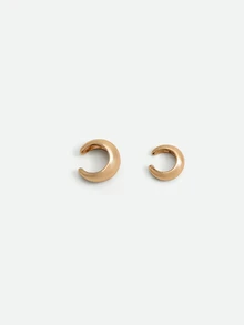CHICVUE 2只/套 简约C形金色耳夹，金属质感金色耳环，适合女性日常及通勤佩戴 - 金黃色 - 查看 2