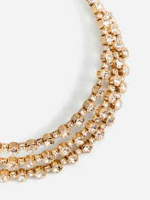 CHICVUE Multilayer Rhinestone Chunky Statement Necklace, Adjustable Size & Various Colors, Suitable For Women's Daily Wear - Gold - View 4
