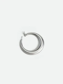 CHICVUE 1pair Fashion Iron Glossy Round Hoop Earrings For Women For Daily Decoration - Silver - View 3