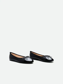 CHICVUE Bow Tie Patchwork Flat Shoes, Spring, Summer And Autumn, Round Toe, Soft And Comfortable, Low Heel, Low-Cut Women's Shoes/Grandmother Shoes - Black - View 2