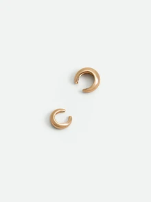 CHICVUE 2只/套 简约C形金色耳夹，金属质感金色耳环，适合女性日常及通勤佩戴 - 金黃色 - 查看 3