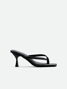 CHICVUE Women's Classic High Heel Flip-Flops, Minimalist And Elegant. Suitable For Office, Home, Outdoor, Casual Wear. Spring Festival, New Year - Black - View 1