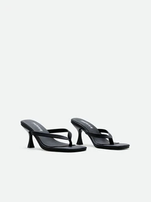 CHICVUE Women's Classic High Heel Flip-Flops, Minimalist And Elegant. Suitable For Office, Home, Outdoor, Casual Wear. Spring Festival, New Year - Black - View 2