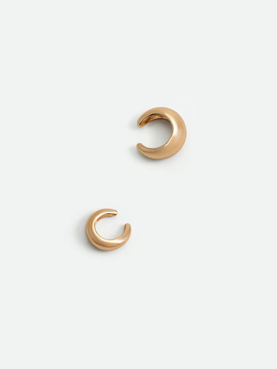CHICVUE 2只/套 简约C形金色耳夹,金属质感金色耳环,适合女性日常及通勤佩戴 - 金黃色 - 查看 1