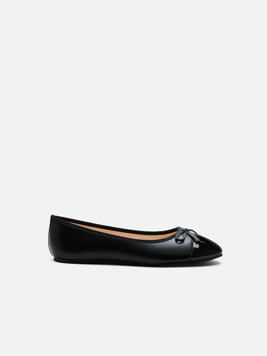 CHICVUE Bow Tie Patchwork Flat Shoes, Spring, Summer And Autumn, Round Toe, Soft And Comfortable, Low Heel, Low-Cut Women's Shoes/Grandmother Shoes - Black - View 1