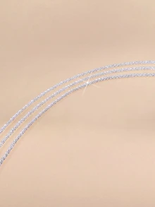 Etoivie 3pcs Sparkling Necklaces Silver Plate Simple But Shining Design Match Daily Outfits Perfect Night Club Decor Gift For Female - Silver - View 4