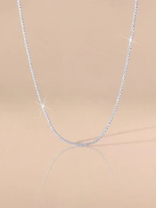 Etoivie 3pcs Sparkling Necklaces Silver Plate Simple But Shining Design Match Daily Outfits Perfect Night Club Decor Gift For Female - Silver - View 2