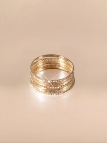 Etoivie Rhinestone Decor Bangle Halloween - Gold - View 3