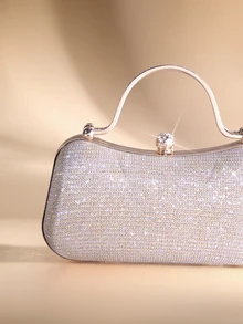 Etoivie Women's Mini Shiny Box Style Clutch Bag, Fashion Handbag & Shoulder Bag, Party Bags,Perfect For Party Wedding Prom Dinner/Banquet Halloween - Champagne - View 5