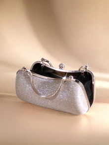Etoivie Women's Mini Shiny Box Style Clutch Bag, Fashion Handbag & Shoulder Bag, Party Bags,Perfect For Party Wedding Prom Dinner/Banquet Halloween - Champagne - View 4