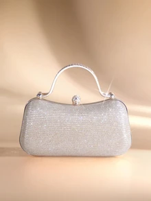 Etoivie Women's Mini Shiny Box Style Clutch Bag, Fashion Handbag & Shoulder Bag, Party Bags,Perfect For Party Wedding Prom Dinner/Banquet Halloween - Champagne - View 2