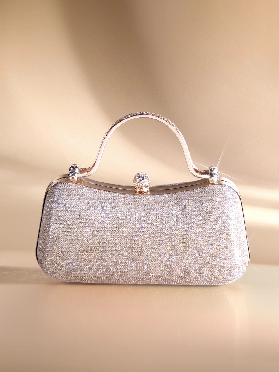 Etoivie Women's Mini Shiny Box Style Clutch Bag, Fashion Handbag & Shoulder Bag, Party Bags,Perfect For Party Wedding Prom Dinner/Banquet Halloween - Champagne - View 1