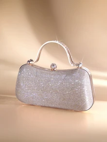Etoivie Women's Mini Shiny Box Style Clutch Bag, Fashion Handbag & Shoulder Bag, Party Bags,Perfect For Party Wedding Prom Dinner/Banquet Halloween - Champagne - View 3