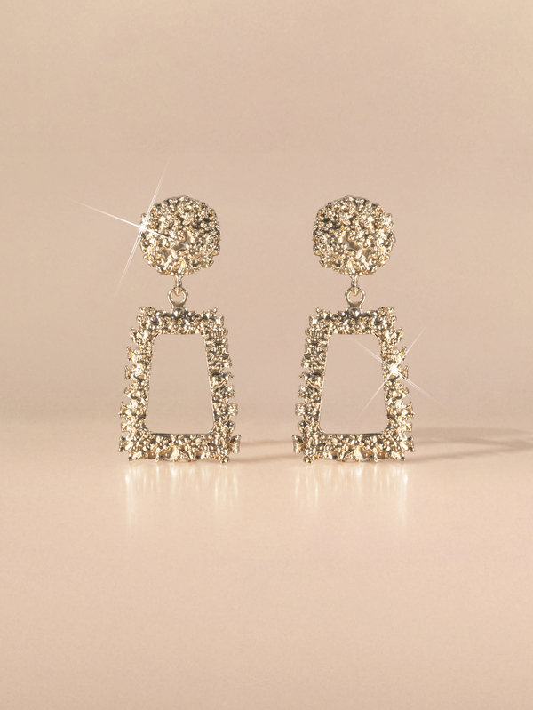 Etoivie 1 Pair Retro European And American Style Alloy Water Drop Shaped Textured Exaggerated Geometric Earrings For Ladies" Daily Wear